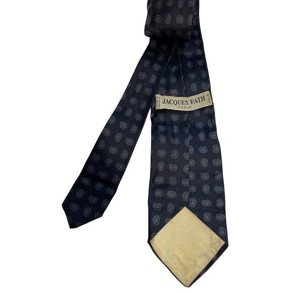 Vintage Jacques Fath Designer 100% Silk - French Designer Necktie - Men's Tie - Picture 1 of 5
